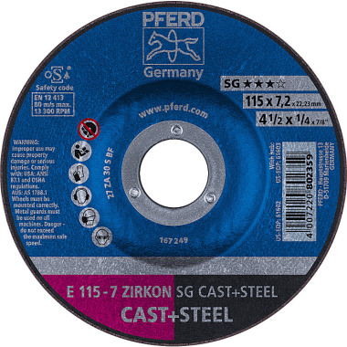 PFERD Grinding disc E 115-7 ZIRKON SG CAST+STEEL 62211747