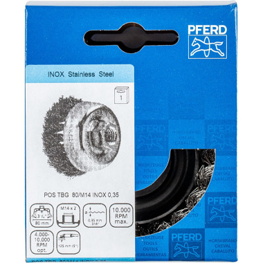 PFERD Threaded cup brush, knotted POS TBG 80/M14 INOX 0.35 43306033