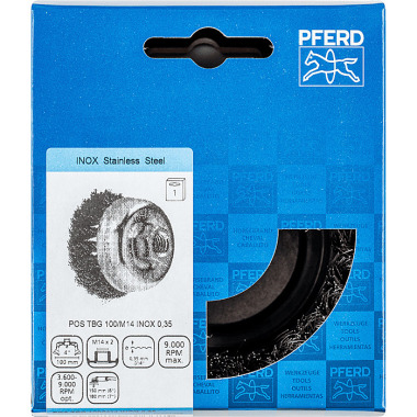 PFERD Threaded cup brush, knotted POS TBG 100/M14 INOX 0.35 43308033