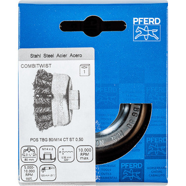 PFERD Cup brush with thread, knotted POS TBG 80/M14 CT ST 0.50 43306061