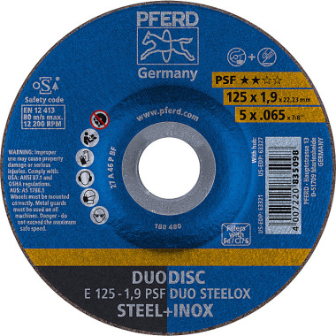 PFERD Grinding disc E 125-1.9 PSF DUO STEELOX 62012630