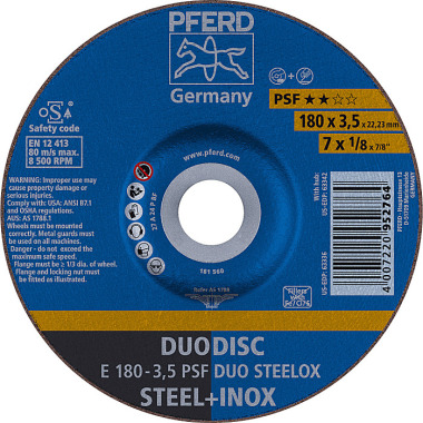 PFERD Grinding disc E 180-3.5 PSF DUO STEELOX 62017420