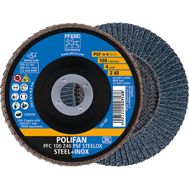 PFERD POLIFAN fan disc PFC 100 Z 40 PSF STEELOX/16.0 67764100