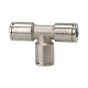 Riegler T-connector »metallica«, for hose outer ø 3, nickel-plated brass. 130091