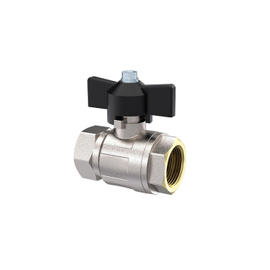 Riegler Ball valve standard version, black wing handle, IG/IG, MS ver., G 1 129144