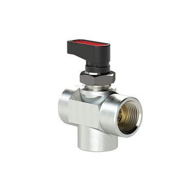 Riegler 3-way mini ball valve, L-bore, MS chrome-plated, G 1/4 IG, DN 5 129829