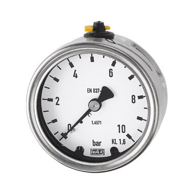 Riegler Pressure gauge, CrNi steel, G 1/4 rear centric, 0 - 10.0 bar, Ø 63 101201