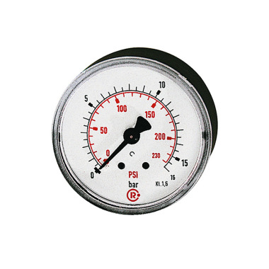 Riegler Standard pressure gauge, plastic, G 1/4 rear, 0 - 25.0 bar/360 psi, Ø63 101462