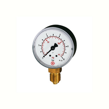 Riegler Standard pressure gauge, plastic, G 1/8 bottom, 0 - 25.0 bar/360 psi, Ø 40 101657