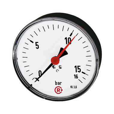 Riegler Standard pressure gauge, rear centric, G 1/4, 0 - 1 bar, Ø 80 101998