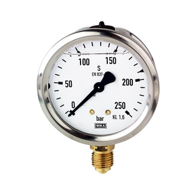 Riegler Glycerine pressure gauge, radial bottom, G 1/4, 0 - 6 bar, Ø 63 102113