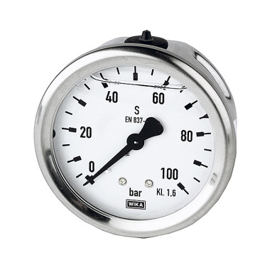 Riegler Glycerine pressure gauge, rear centric, G 1/4, 0 - 6 bar, Ø 63 102148