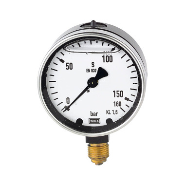 Riegler Glycerine pressure gauge, metal housing, G 1/4 bottom, -1/0.0 bar, Ø 63 102160