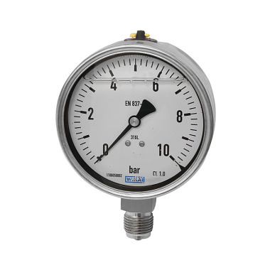 Riegler Glycerine pressure gauge, CrNi steel, G 1/4, 0 - 4 bar, Ø 63 102318