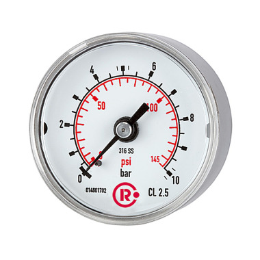 Riegler Standard pressure gauge, CrNi steel, G 1/4, 0 - 4 bar, Ø 40 102431