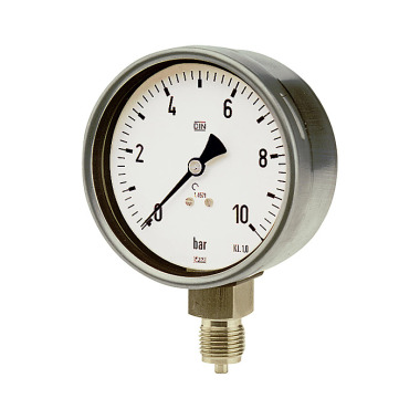 Riegler Pressure gauge, CrNi steel, G 1/4 radial bottom, -1 / 0.0 bar, Ø 63 102475