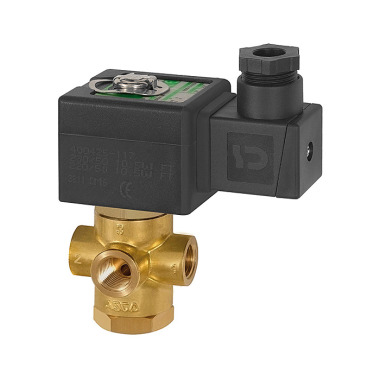 Riegler 3/2-way solenoid valve brass, NC, directly operated 24 V DC 102966