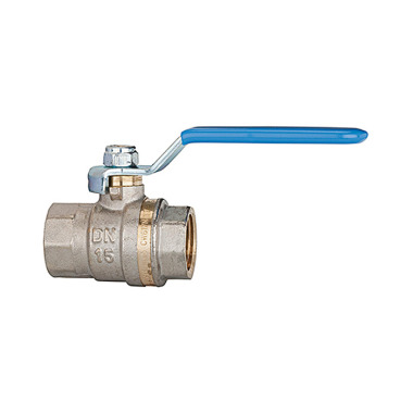 Riegler Ball valve standard version, blue lever, IG/IG, nickel-plated brass, G 1/4 103177