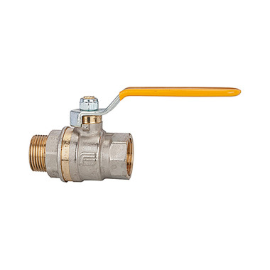 Riegler Ball valve standard version, yellow lever, IG/AG, nickel-plated brass, G 1/4 103219