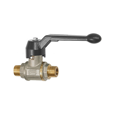 Riegler Ball valve heavy duty, hand lever, AG/AG, nickel-plated brass, R 1/4 103279