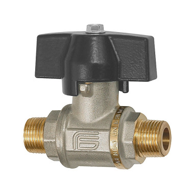 Riegler Ball valve heavy duty, wing handle, AG/AG, nickel-plated brass, R 1/4 103297