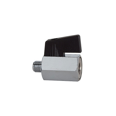 Riegler Mini ball valve, smooth surface, nickel-plated brass, G 1/4 IG/AG, DN 8 103344