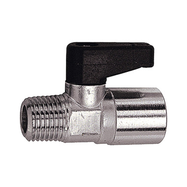 Riegler Mini ball valve with rotary handle, nickel-plated brass, R/Rp 1/4 AG/IG 103353