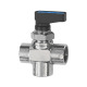 Riegler 3-way mini ball valve, L-hole, Brass chrome plated, G 1/8 IT 103363