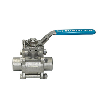 Riegler Stainless steel ball valve, weld-on studs, for tube O.D. 26.7 mm 103458