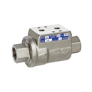 Riegler Coaxial valve, pneumatically operated, double-acting, NC, nickel-plated brass, NBR, Rp 3/4 103725