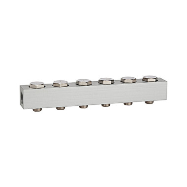 Riegler Supply bar for directional control valves, with 6 valve positions, G 1/4 106620