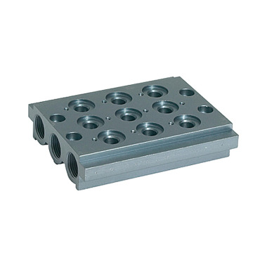 Riegler Multiple base plate for directional valves, 3 valve positions, G 1/8 106623