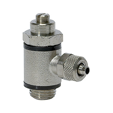 Riegler Throttle valve, throttling on both sides. Quick-connector M5, hose 5/3 106970