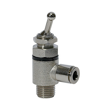 Riegler 2/2-way toggle lever valve, both sides, Push-in connector, G 1/4 107021