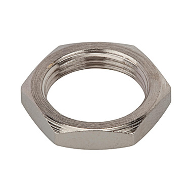 Riegler Hexagonal counter nut, M12x0.75, nickel-plated brass 107037