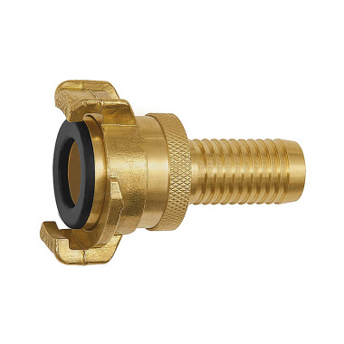 Riegler GEKA hose piece, rigid, Safety design, bright brass, I.D. 32 107793