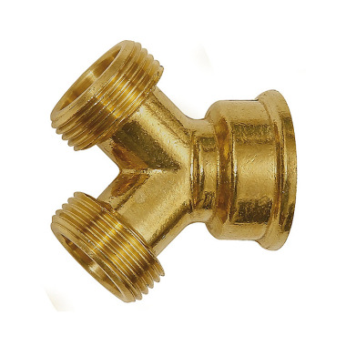 Riegler GEKA branch off fitting, bright brass, 1 x G 3/4 i., 2 x G 3/4 o. 107796