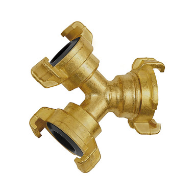 Riegler GEKA branch piece, bare brass, 3 x GEKA couplings 107797