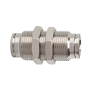 Riegler Straight bulkhead connector »metallica«, M16x1.0, nickel-plated brass. 108978