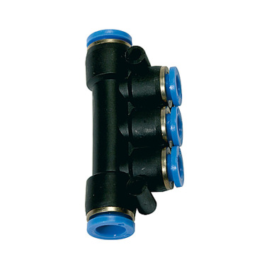 Riegler T multi-distributor, Plug connector »Blue Series« hose Ø 2x10/3x8 109870