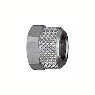 Riegler Union nut, M8x0.75, for hose 6/4 mm, SW 8, nickel-plated brass. 110643