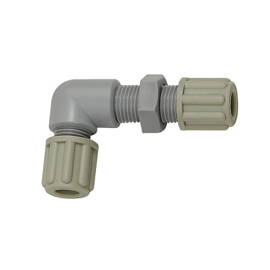 Riegler Angle bulkhead connection, M10x1.0, for hose 4/6 mm, SW 14, PA 110844