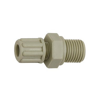 Riegler Straight screw-in fitting, G 3/8 o., for hose 6/8 mm, AF 22, PP 110857