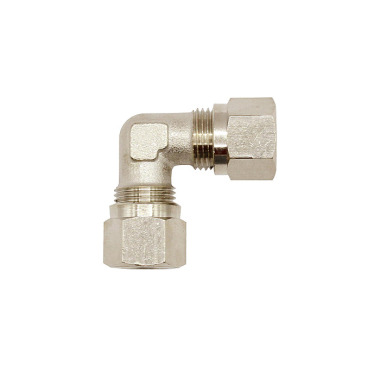 Riegler Elbow screw connection, pipe outer Ø 10 mm, SW 13, SW1 19, nickel-plated brass. 111999