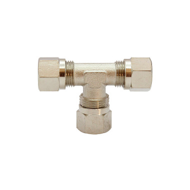 Riegler T-fitting, Pipe exterior Ø 4 mm, AF 9, nickel-plated brass 112040