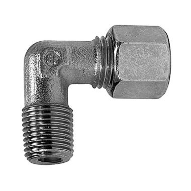 Riegler Elbow screw-in fitting, R 1/8 a., pipe Ø 6, galvanized steel. 112169