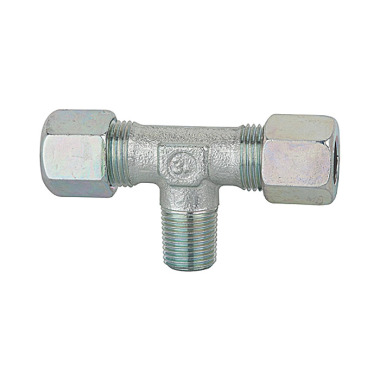 Riegler T-screw-in fitting, R 1/8 a., pipe outside Ø 4, galvanized steel. 112184