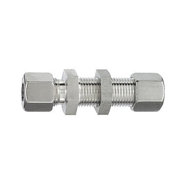 Riegler Straight bulkhead fitting, pipe outer diameter 8 mm, stainless steel 1.4571 112444