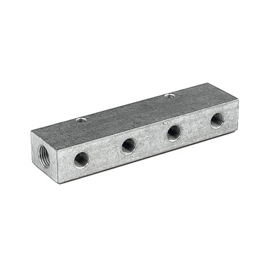 Riegler Distribution block, one-sided outlets, input 2x1/8, output 3xM5 112525