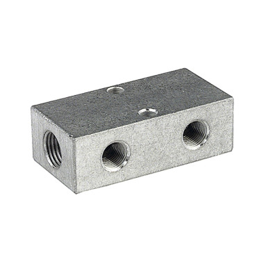 Riegler Distribution block, outlets on both sides, 2 x 1/4, 2 + 2 x 1/8, aluminum 112548